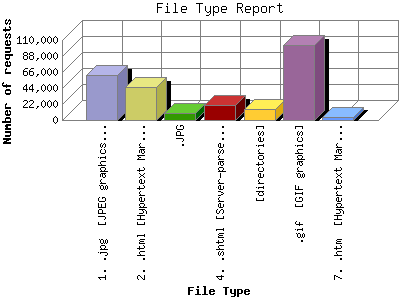 File Type Report: Number of requests by File Type.